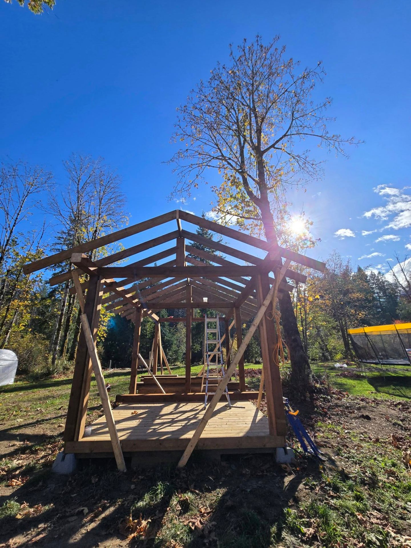Pergola frame under construction